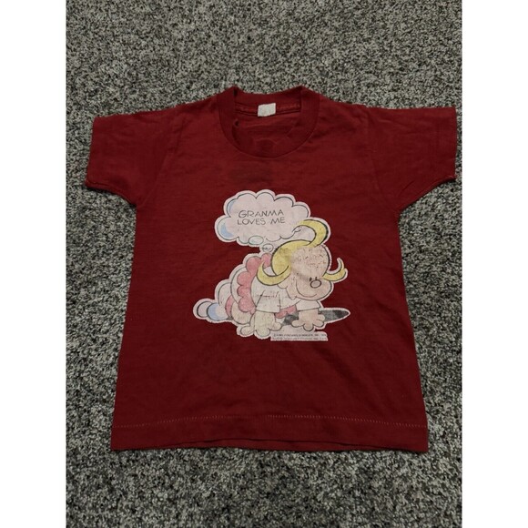 vintage 70s BEETLE BAILEY Toddler 2T-4 Granma Loves me Shirt cartoon Trixie Red - Picture 1 of 12